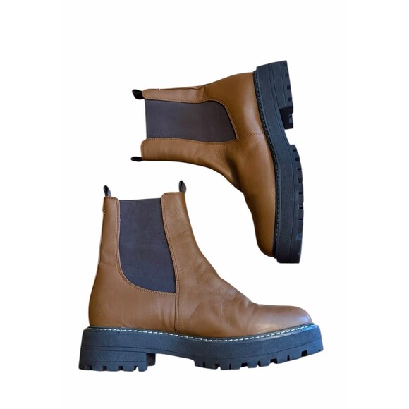 Sam Edelman Laguna Chelsea Winter Waterproof Leather Boots Tawny Brown Womens 9 - Picture 7 of 8